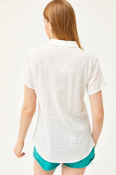 Olalook Dámská lněná košile White Flame Bat Line GML-19001183