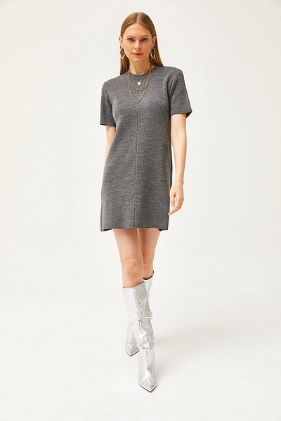 Olalook Γυναικείο φόρεμα με καπνιστό Crew Neck Mini Knitwear ELB-19002058