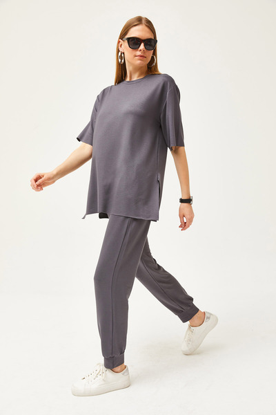 Olalook Women's Smoked Draped Crystal Bottom and Top Set TKM-19000264