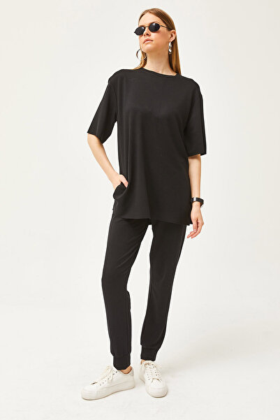 Olalook Women's Black Draped Crystal Bottom Top Suit TKM-19000264