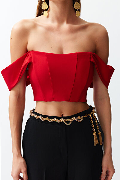 Trendyol Collection Carmen nyakörv, piros szőtt melltartó - TPRSS24BS00019