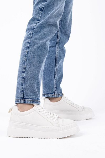 Getcho Pantofi sport albi din piele lăcuită Beck pentru femei