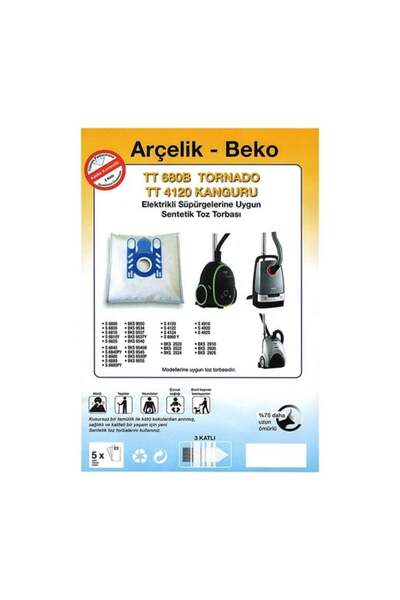 Arçelik s 6840 Elektrikli Süpürge Uyumlu Toz Torbası 25 Adet Kaliteli Ürün Se...