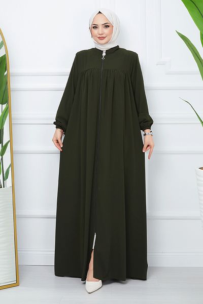 InStyle Plisowana jedwabna tkanina Medina - Khaki