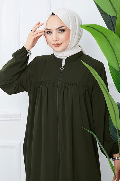 InStyle Plisowana jedwabna tkanina Medina - Khaki