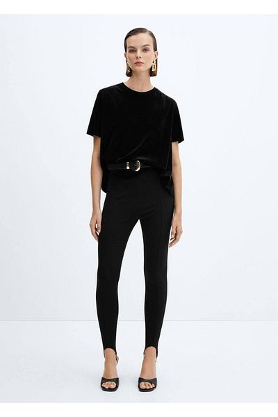 MANGO Woman T-shirt με επένδυση από βελούδο