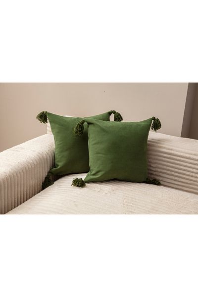 SWITA غطاء وسادة مزخرف مزدوج بتصميم منزلي باللون الأخضر مقاس 43x43