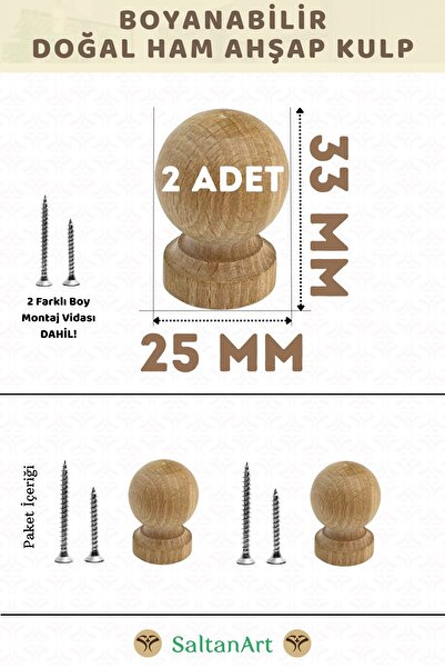 SaltanArt Ahşap Küre Top Kulp Mini Lüks Country Mutfak Mobilya Dolap Çekmece ...