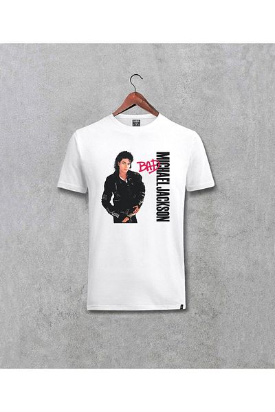 Pisa Art Мъжка бяла тениска с щампа на Bad Album на Майкъл Джексън