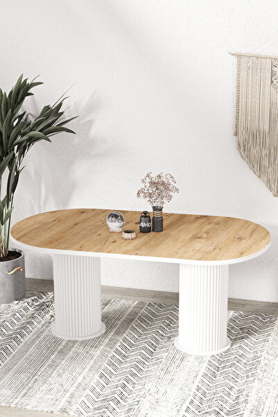 AVVİO Kiev Bohem Lake Mdf Beyaz Ayaklı 80x140 Mutfak Masası Yemek Masası