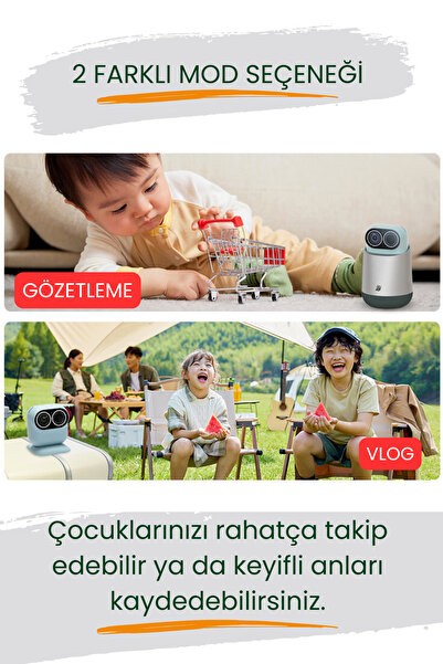 MOLOGY Yapay Zeka Destekli - Akıllı Kamera - 360° Derece Görüş 2.5k Görüntü Kalitesi Bebek Kamerası