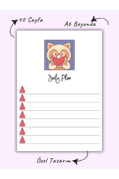 Bküp Tasarım دفتر ملاحظات مخطط يومي كاواي / Memopad / Notepad