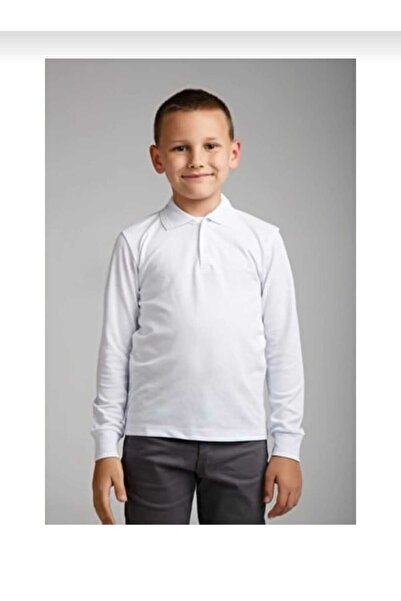 FİRES GİYİM Unisex Παιδικό μακρυμάνικο γιακά πόλο 100% βαμβακερό σχολικό μπλο...