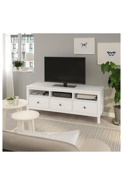 IKEA HEMNES tv sehpası, beyaz vernik, 149x47 cm