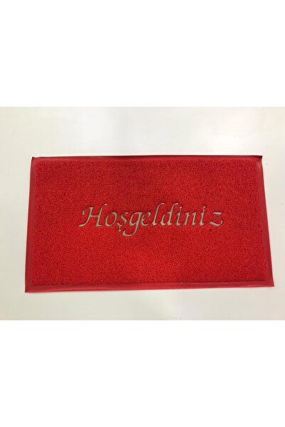 bademlerhali Hoşgeldin Yazılı Kapı Önü Paspas Gri Kırmızı Renk 40x60cm Plastik