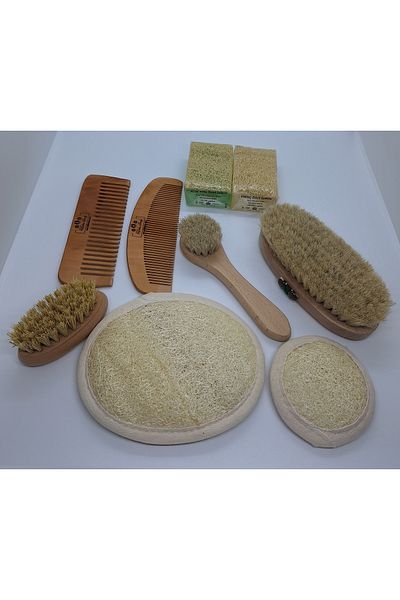 Organic Organic Horsehair Tampico Brushes Pumpkin Fiber Pouch Set 4