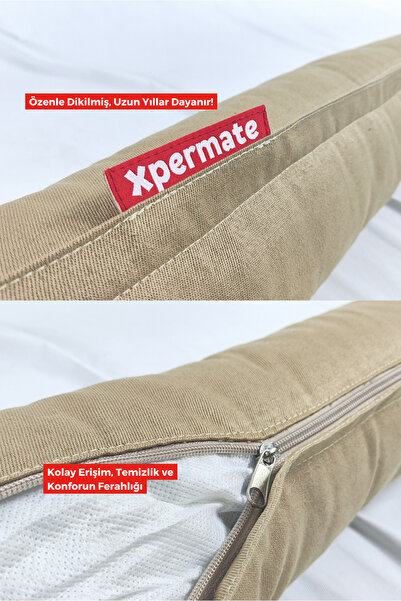 XPERMATE Zippered Travel Pillow Velcro Travel Neck Pillow Travel Pillow 110cm Beige