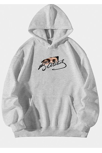 DWN WEAR Оувърсайз суичър с щампа на Ататюрк