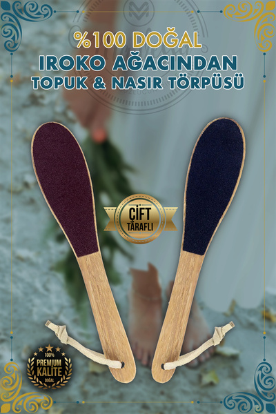 Ma'Vessa % 100 Doğal Premium Ahşap Çift Taraflı Ayak Topuk ve Nasır Törpüsü (SAKLAMA KESESİ HEDİYELİ)