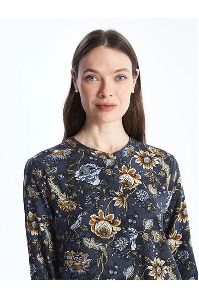 LC Waikiki Grace Crew Neck Patterned Long Sleeve Women's Shirt Tunic