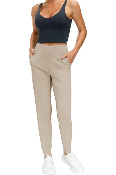 GENIUS STORE Kadın Yüksek Bel Yoga Koşu Egzersiz Joggers Hafif Eşofman Altı JOGER-EŞOFMAN