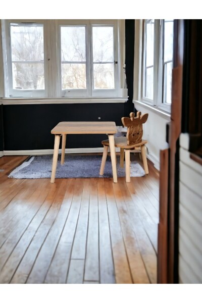 varje think outside the box Çam Zürafa Çocuk Masa Sandalye Takımı Aktivite Ma...