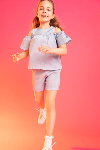 DeFacto Girl's Basic Short Sleeve Blouse Shorts 2 Piece Set