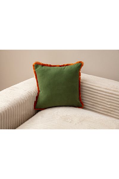 Ottoson EVOTTO HOME COLLECTION GREEN COLOR FRINGED SINGLE COLOR 43X43 CIRLENT CASE