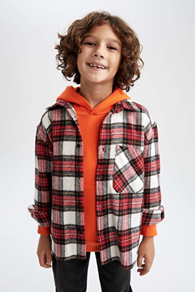 DeFacto Erkek Çocuk Oversize Fit Flanel Uzun Kollu Gömlek