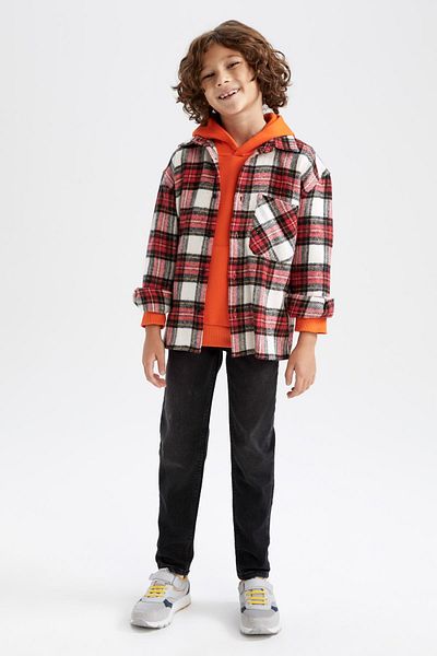 DeFacto Boy's Oversize Fit Flannel Long Sleeve Shirt