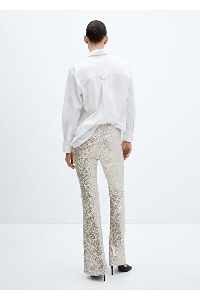 MANGO Woman Payetli flare pantolon