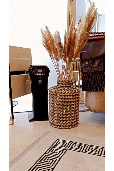 Egindra 36 cm Decorative Metal Flower Pump - Wicker Braided Vase