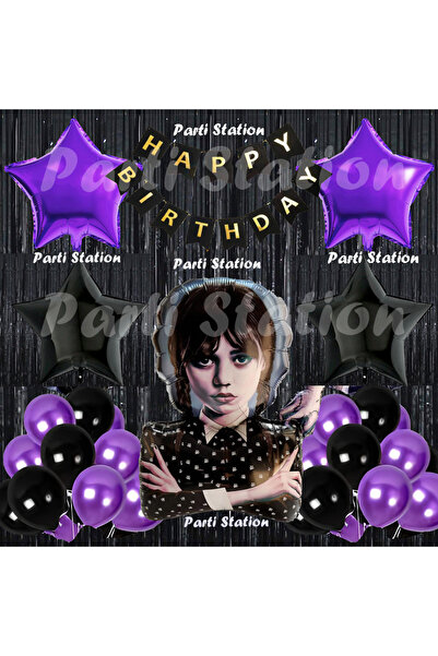 Parti Station Wednesday Balon Set Wednesday Addams Balon Wednesday Konsept Do...