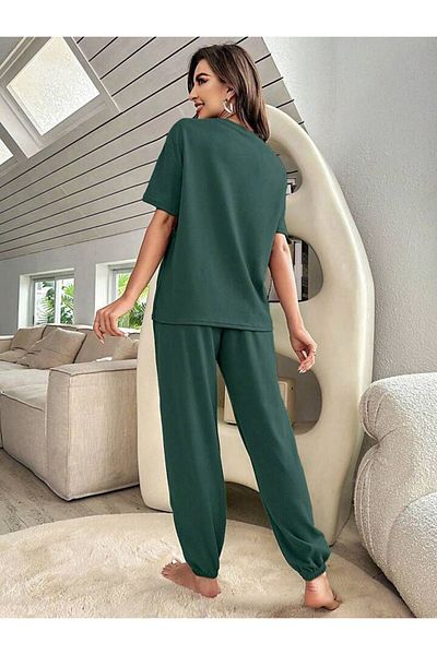 AMMA Women's Brooklyn Printed Bottom Top T-Shirt Sweatpants Set