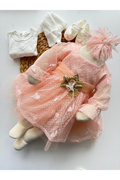 PİLEKİ BABY ( 5 Parça ) 0 3 Ay Yenidoğan Bebek Mevlüt Elbisesi Bayramlık Düğün Özel Gün Elbisesi