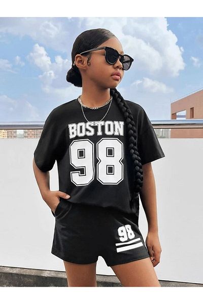 AMMA Kids Boston 98 Printed Lower Top T-Shirt Shorts Set