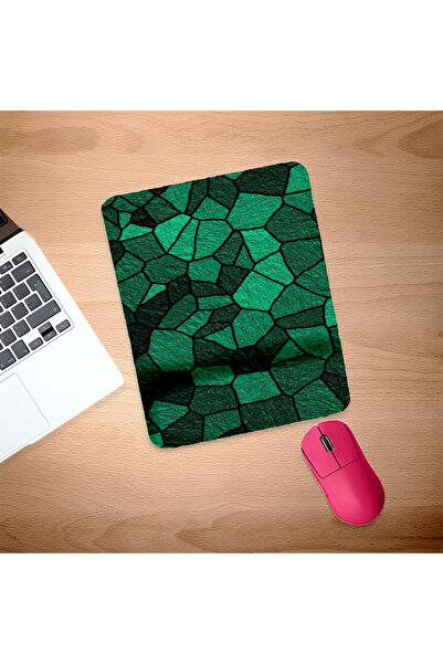 UcuruStore Ορθογώνια βάση ποντικιού Green Rock Design με στήριγμα καρπού