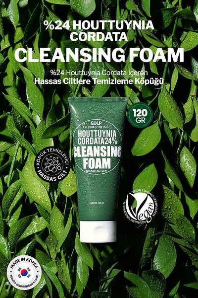 DERMA FACTORY Vegan Cleanser Derma Factory Foam Containing 24% Houttuynia Cordata for Sensitive Skin 120 gr