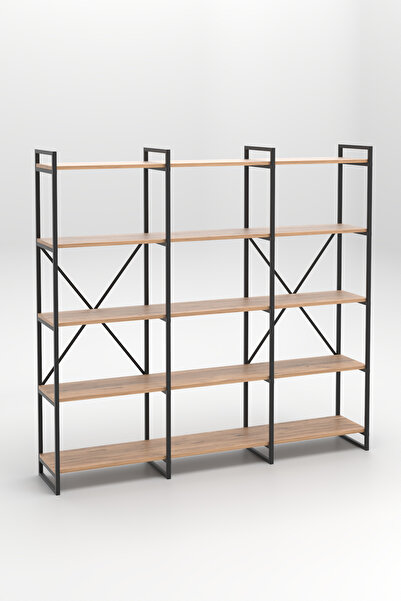 Cosargroup 180x170 Cm XL Kitaplık, Metal Aksamlı, Açık Raf, Organizer, Ofis, Ev, 5 Raflı Kitaplık