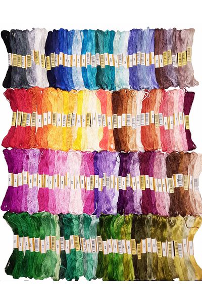 ALMİŞ 150 Pieces Muline Cross Stitch 8 Meters 6 Layers Different Colors Cross Stitch Embroidery Rococo Floss
