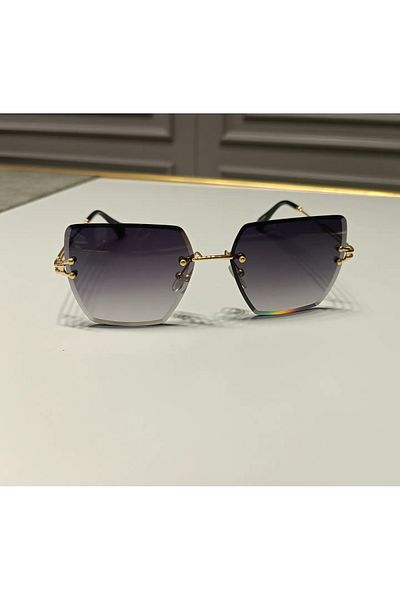 PERİ GÖZLÜK Black Crystal Cut Women's Glasses - Glass Square Cut