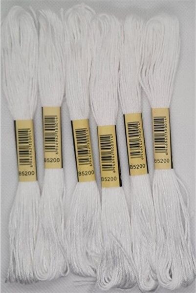 ALMİŞ 6 τμχ Μονόχρωμο Βραχιόλι Ατεμίνης Σταυροβελονιάς Βραζιλίας Κέντημα Σπάνιο-λευκό