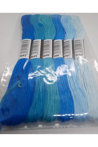 ALMİŞ 6 Pieces Muline Cross 8 Meters 6 Layers Different Colors Cross Stitch Embroidery Rococo Thread 3843 3753
