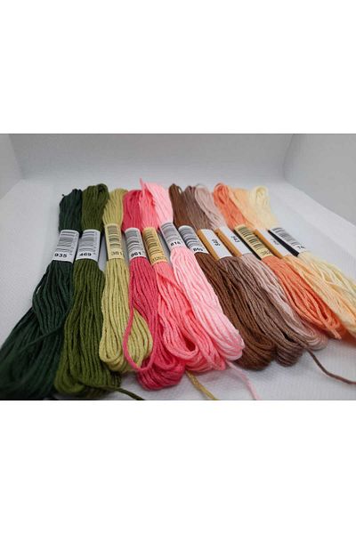 ALMİŞ 12 Pieces Muline Cross 8 Meters 6 Layers Different Colors Cross Stitch Embroidery Rococo Thread