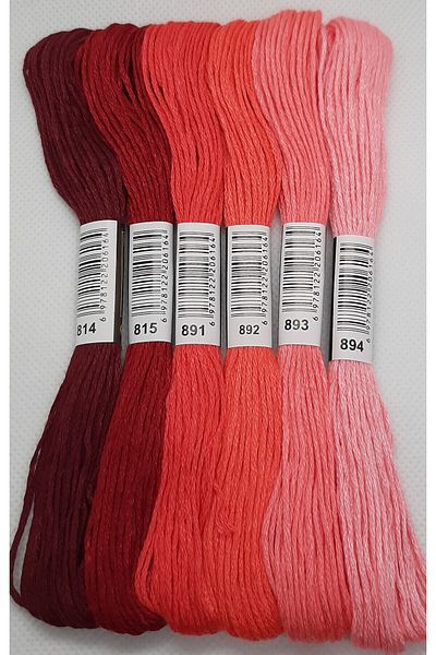 ALMİŞ 6 Pieces Muline Cross 8 M 6 Layers Different Color Cross Stitch Embroidery Rococo Thread 814 894