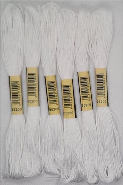 ALMİŞ 6 Pieces Single Color Etamine Cross Stitch Bracelet Brazilian Embroidery Thread-white
