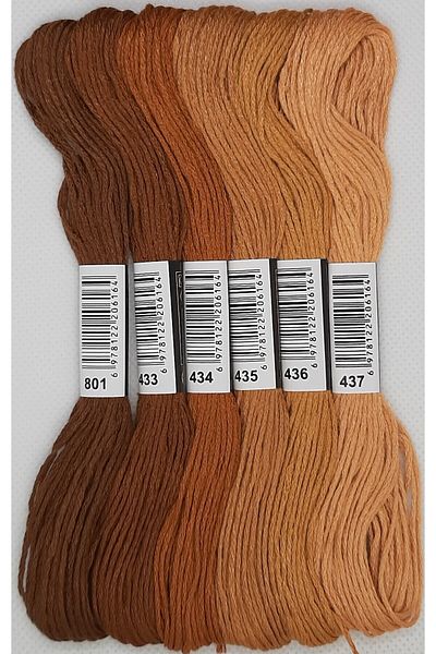 ALMİŞ 6 Pieces Muline Cross 8 M 6 Layers Different Color Cross Stitch Embroidery Rococo Thread 801 738