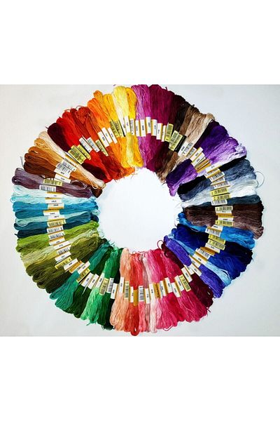 ALMİŞ 100 Different Colors Etamine, Cross Stitch, Brazilian Rococo Embroidery Floss Color Coded