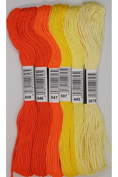 ALMİŞ 6 Pieces Muline Cross 8 Meters 6 Layers Different Colors Cross Stitch Embroidery Rococo Thread