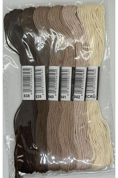 ALMİŞ 6 Pieces Muline Cross 8 Meters 6 Layers Different Colors Cross Stitch Embroidery Rococo Thread 838 Ecru